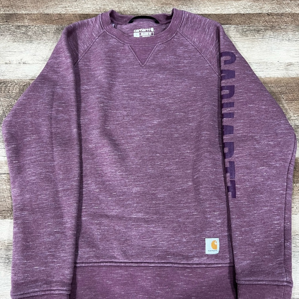 Carhartt Women's Heathered Purple Crewneck Sweater - Picture 2 of 5